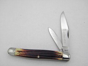 Queen Cutlery #63 Serpentine Jack burnt orange imitation Winterbottom bone:  4” closed, circa 1961,
