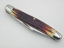 Queen Cutlery #63 Serpentine Jack burnt orange imitation Winterbottom bone:  4” closed, circa 1961,