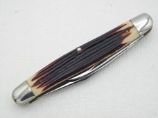 Queen Cutlery #63 Serpentine Jack burnt orange imitation Winterbottom bone:  4” closed, circa 1961,