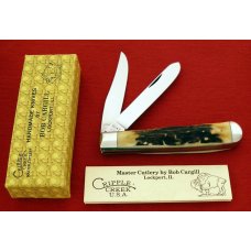 CRIPPLE CREEK USA Custom Bob Cargill Prime Stag TRAPPER Knife 1982 MIB & Paper Work CRIPPLE CREEK USA Custom Bob Cargill Prime Stag TRAPPER Knife 1982 MIB & Paper Work