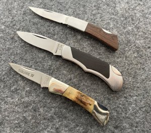 3 Lockback folders. Gerber, Edge Mark, Explorer