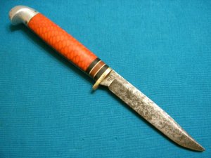 VINTAGE CUSTOM WESTERN BOULDER USA L49 BIRD AND TROUT FIXED BLADE HUNTING SKINNING KNIVES OLD
