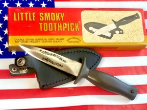 Vintage (Parker) Little Smoky Mountain ToothPick / Boot knife w Blade Etch w/ Sheath. NOS & NM