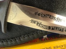 Vintage (Parker) Little Smoky Mountain ToothPick / Boot knife w Blade Etch w/ Sheath. NOS & NM Vintage (Parker) Little Smoky Mountain ToothPick / Boot knife w Blade Etch w/ Sheath. NOS & NM