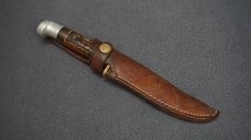 + VNTG SCARCE WESTERN STAINLESS STEEL USA S-H48A Knife w/Original Leather Sheath +