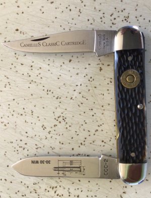 VINTAGE BONE CAMILLUS USA CLASSIC CARTRIDGE CCC-2 30-30 WINCHESTER  POCKET KNIFE/“NOS” & BEAUTIFUL 