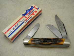 Camillus New York USA Sword Brand #88 Imitation Stag 1976 Lock Blade Stockman Knife in Box