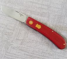 Vincenzo Balistreri Custom Shadow Trapper, 4"  c70 blade, thats carbon like 1095, red burlap micarta