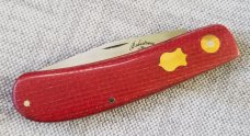 Vincenzo Balistreri Custom Shadow Trapper, 4" c70 blade, thats carbon like 1095, red burlap micarta Vincenzo Balistreri Custom Shadow Trapper, 4" c70 blade, thats carbon like 1095, red burlap micarta