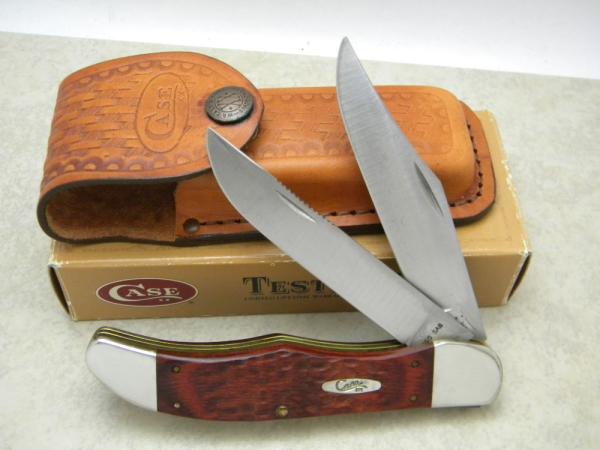 Case XX Stainless USA 10 Dot Wood 6265 SAB Serrated Folding Hunter Knife NIB w/Leather Pouch Case XX Stainless USA 10 Dot Wood 6265 SAB Serrated Folding Hunter Knife NIB w/Leather Pouch