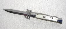 NEW OLD STOCK 1980's ITALIAN STILETTO 9" GENUINE BRAZILIAN HORN SWING GUARD LOCK BACK 