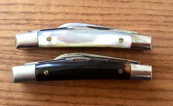 Pair of Vintage Miller Bros Small Congress Whittlers Pearl & Tortoise Shell Pair of Vintage Miller Bros Small Congress Whittlers Pearl & Tortoise Shell