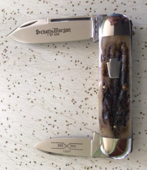 VINTAGE BONE SCHATT & MORGAN 2001 BABY SUNFISH POCKET KNIFE / “BEAUTIFUL PIECE  “/ 1 of 600