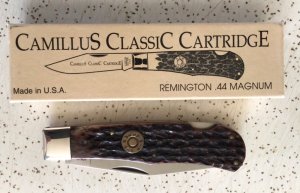 VINTAGE BONE CAMILLUS CLASSIC CARTRIDGE REMINGTON.44 MAGNUM LOCKBACK POCKET KNIFE/NOS/SWEET PIECE