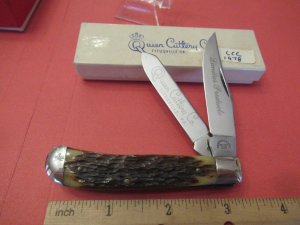 Queen Cutlery Co 1978  Brown Bone Mini Trapper 