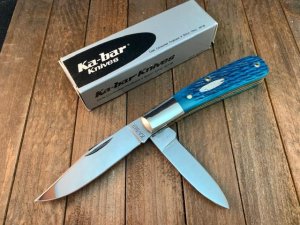 Kabar Bent Barlow Blue Rope Jigged Bone USA Made