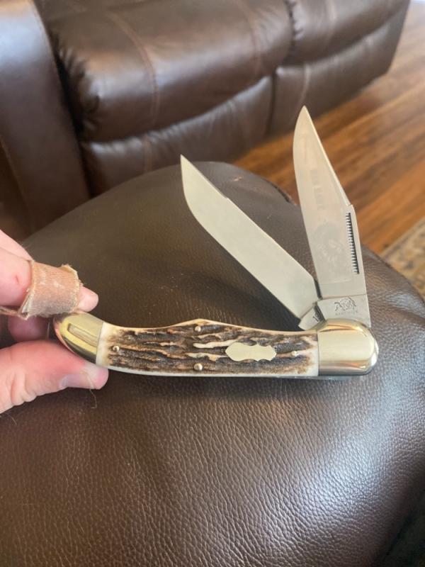 1983 Bulldog Brand Solingen Germany Super Fat & Super Gmarly Stag Hamdles Folding Hunter War Hawk 1983 Bulldog Brand Solingen Germany Super Fat & Super Gmarly Stag Hamdles Folding Hunter War Hawk