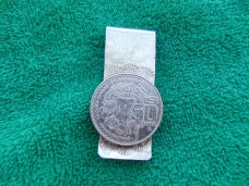 Navajo Style Money Clip, Handmade and Signed. With Large Mexican Coin. Navajo Style Money Clip, Handmade and Signed. With Large Mexican Coin.