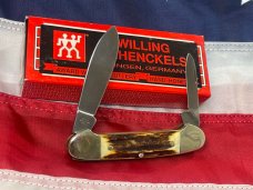 Vintage J A Henckels 2 Blade Canoe w/ Great Stag Handles +Red Shield & Blade Etch - NM -NICE ONE! Vintage J A Henckels 2 Blade Canoe w/ Great Stag Handles +Red Shield & Blade Etch - NM -NICE ONE!