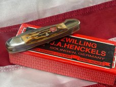 Vintage J A Henckels 2 Blade Canoe w/ Great Stag Handles +Red Shield & Blade Etch - NM -NICE ONE! Vintage J A Henckels 2 Blade Canoe w/ Great Stag Handles +Red Shield & Blade Etch - NM -NICE ONE!