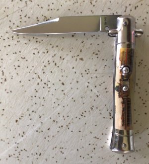VINTAGE INOX ITALIAN STILETTO STYLE SWITCHBLADE/VERY SWEET LOOKING & WORKING KNIFE 