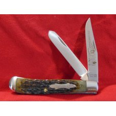 MIB THE LUMBERMAN TRAPPER KNIFE BY SCHRADE CUTLERY CORP. GREEN BONE c1981 # G0391 MIB THE LUMBERMAN TRAPPER KNIFE BY SCHRADE CUTLERY CORP. GREEN BONE c1981 # G0391