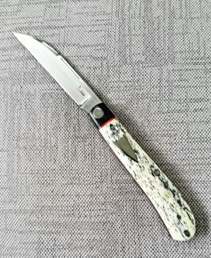 K'roo Custom Giraffe bone Slimline wharnie Knife, NEW,W/ slip, 4"giiraffe bone..denim micarta 