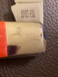 Case XX 1889-1989 R61991/2 SS Tested XX Centennial #339 Red Bone Handle Rail Splitter With 1 Bladeo Case XX 1889-1989 R61991/2 SS Tested XX Centennial #339 Red Bone Handle Rail Splitter With 1 Bladeo
