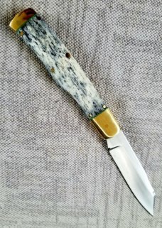 K'roo Custom Giraffe bone Native Knife, NEW,W/ slip, 4" closed Brass filework work K'roo Custom Giraffe bone Native Knife, NEW,W/ slip, 4" closed Brass filework work