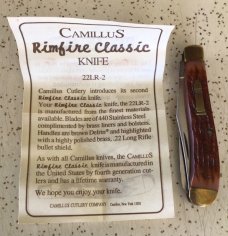 VINTAGE CAMILLUS USA 1993 “RIMFIRE CLASSIC” 22LR2 with .22 LONG RIFLE BULLET SHIELD/NOS/SWEET PIECE VINTAGE CAMILLUS USA 1993 “RIMFIRE CLASSIC” 22LR2 with .22 LONG RIFLE BULLET SHIELD/NOS/SWEET PIECE