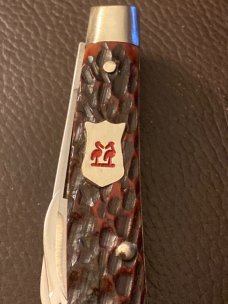 1978 Robi Klaas Kissing Crane Solingen Germanr 1749XVlll Red Bone Congress With 4 Blades & Sheild 1978 Robi Klaas Kissing Crane Solingen Germanr 1749XVlll Red Bone Congress With 4 Blades & Sheild