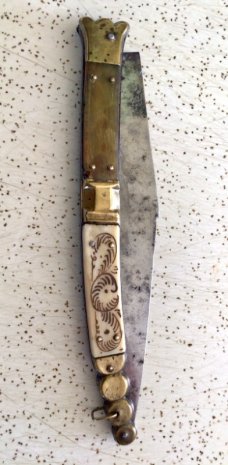 ANTIQUE PRE 1900 BEAUVOIR NAVAJA STYLE HORN & IVORY FOLDING HUNTING KNIFE ANTIQUE PRE 1900 BEAUVOIR NAVAJA STYLE HORN & IVORY FOLDING HUNTING KNIFE