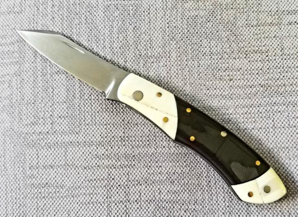 Mhara Custom Native Knife,Hippo Ivory Bolsters N690,4"NEW W/ slip & box & coa...black G10 scales 