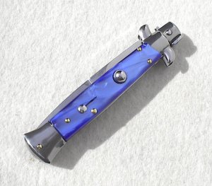 NEW 9" FRANK BELTRAME ACRYLIC BLUE PEARL ITALIAN STILETTO 