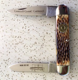 VINTAGE BONE CAMILLUS USA CLASSIC CARTRIDGE CCC-2 30-30 WINCHESTER POCKET KNIFE/NOS/“SWEETNESS”