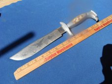 Vintage Large Mexican Bowie Fighting Knife 14" Long With Leather Sheath. Super Sharp!!! Vintage Large Mexican Bowie Fighting Knife 14" Long With Leather Sheath. Super Sharp!!!