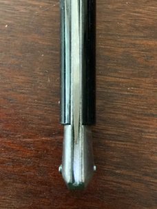 Vintage Japanese Manual Action Lockback Stiletto Knife, Black Plastic Handle, Unused With Box  