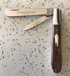SCHATT & MORGAN QUEEN CUT CO 2008 “MASTADON IVORY” RAZOR/MINI BARLOW POCKET KNIFE/1 of 600/SWEET PC