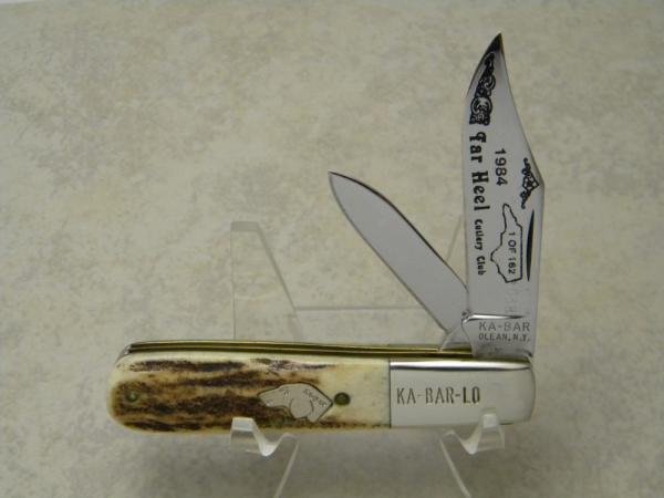 Kabar Olean NY "Ka-Bar-Lo" Tar Heel Cutlery Club Stag Barlow Knife Kabar Olean NY "Ka-Bar-Lo" Tar Heel Cutlery Club Stag Barlow Knife
