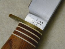Marbles Gladstone Mich USA Tiger Wood & Aluminum Campcraft Fixed Blade Sheath Knife in Box c.1990's
