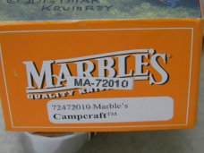 Marbles Gladstone Mich USA Tiger Wood & Aluminum Campcraft Fixed Blade Sheath Knife in Box c.1990's