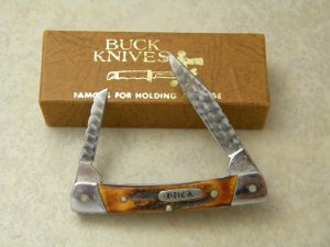 Buck 705 USA Custom Made by G. Thomas Gulick 12-25-1981 Amigo Stag Folding Knife in Box 