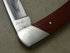 Buck USA Model # 501 Raccoon Gold Etch "Buck Bandit" 241 of 250 Wood Lockback Knife in Box c.1984