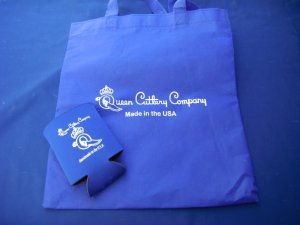 Queen Cutlery Company USA Collectors Knife Advertisement Gift Bag & koozie from Queen Factory Store.