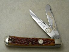 Sargent USA (Queen City) Jigged Brown Bone Trapper 1992 NKCA 1992 Club Knife