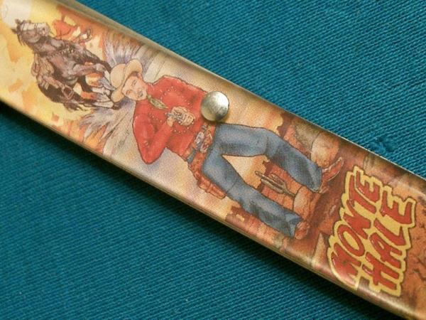 VINTAGE USA MONTE HALE WESTERN COWBOY NOVELTY ADVERTISING FOLDING JACK POCKET KNIFE KNIVES OLD D VINTAGE USA MONTE HALE WESTERN COWBOY NOVELTY ADVERTISING FOLDING JACK POCKET KNIFE KNIVES OLD D