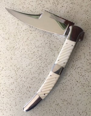 VINTAGE JOE KIOUS USA CUSTOM MADE LARGE NAVAJA STYLE FOLDING HUNTING KNIFE/ “ BIG and BEAUTIFUL “