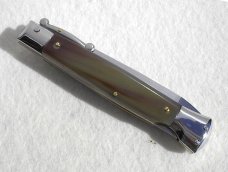 NEW OLD STOCK 1980's ITALIAN STILETTO 9" GENUINE BRAZILIAN HORN SWING GUARD LOCK BACK 