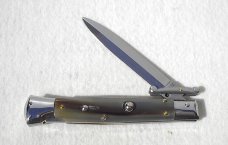 NEW OLD STOCK 1980's ITALIAN STILETTO 9" GENUINE BRAZILIAN HORN SWING GUARD LOCK BACK 