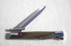 NEW OLD STOCK 1980's ITALIAN STILETTO 9" GENUINE BRAZILIAN HORN SWING GUARD LOCK BACK 